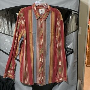 The Territory Ahead Red and Gray Striped Button Down Shirt